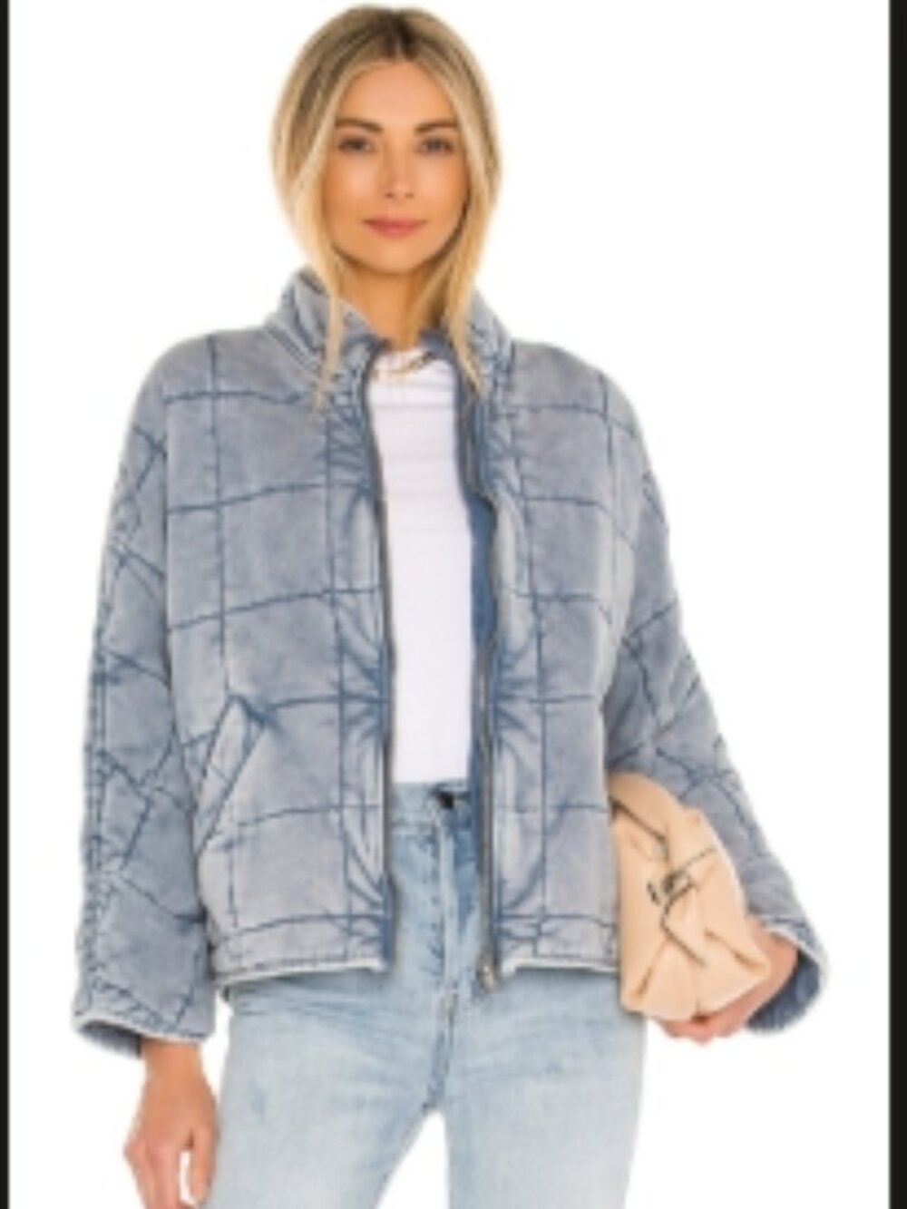 Free People Dolman Quilted Denim Jacket Cali Indigo Size Small